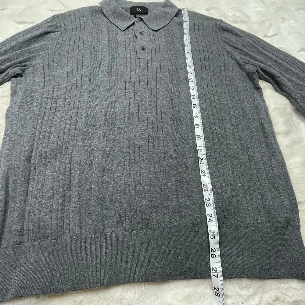 NWT $100 Banana Republic Organic Cotton Ribbed Sweater Polo Long Sleeve Mens L